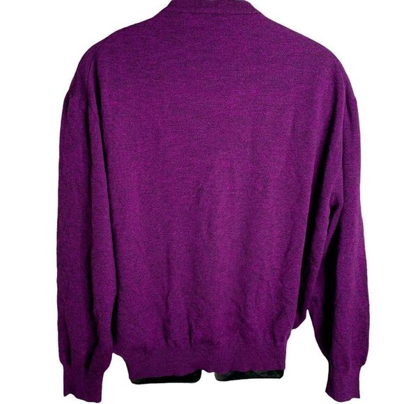 Vintage Mens Fila Italian Wool Sweater XL Purple V Neck Pullover Long Sleeves - Picture 5 of 7